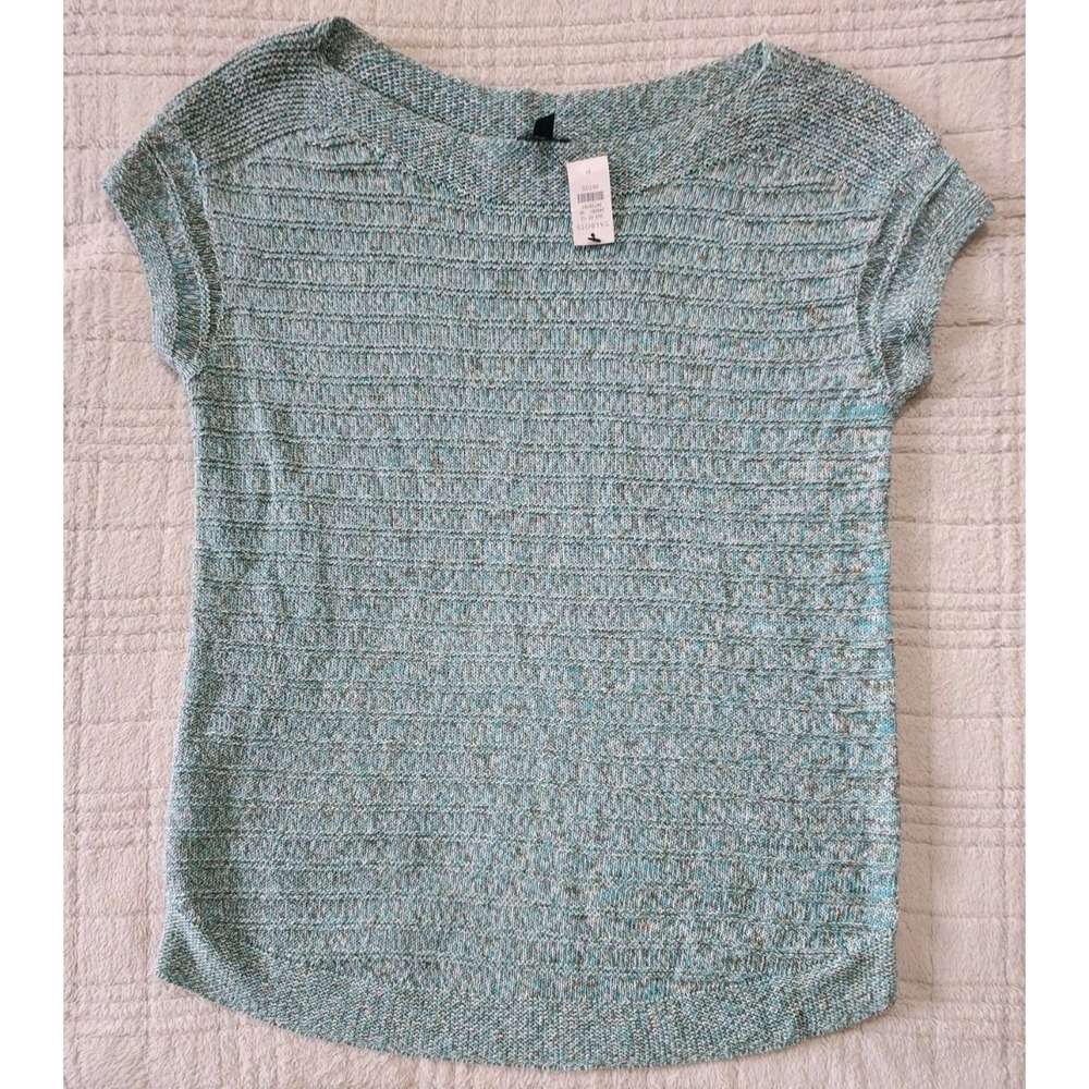 Talbots Women's‎ Linen Sweater Size Petite Bateau Neck Pullover Textured Green